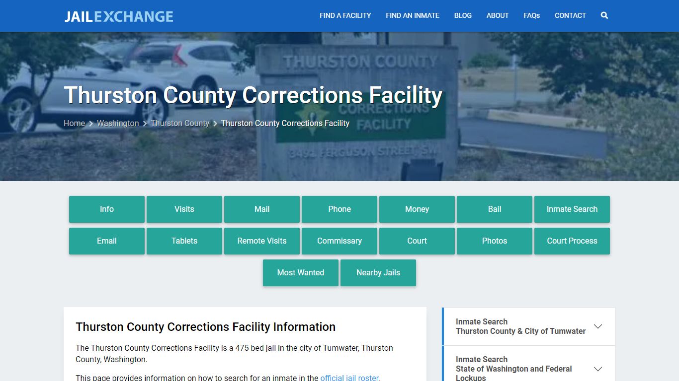Thurston County Corrections Facility, WA Inmate Search, Information